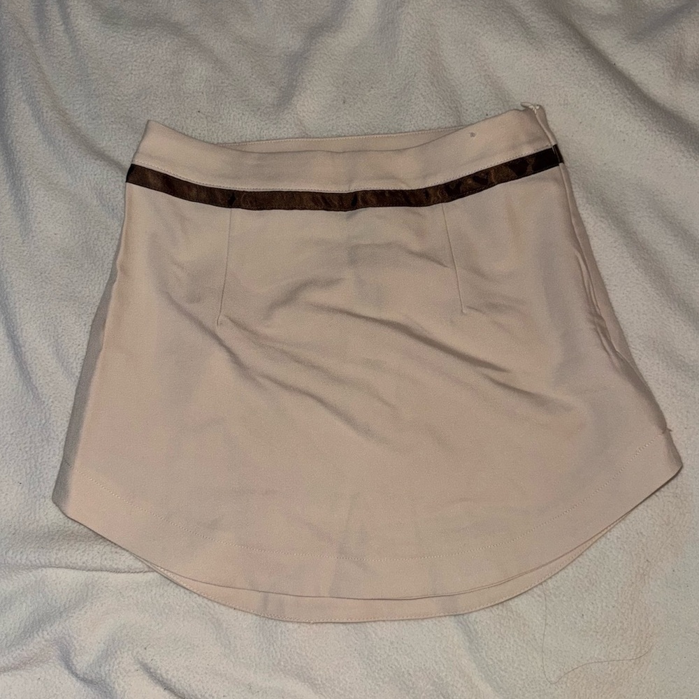 Cider solid texture tie back mini skirt | cream / brown | Size Small | NWT